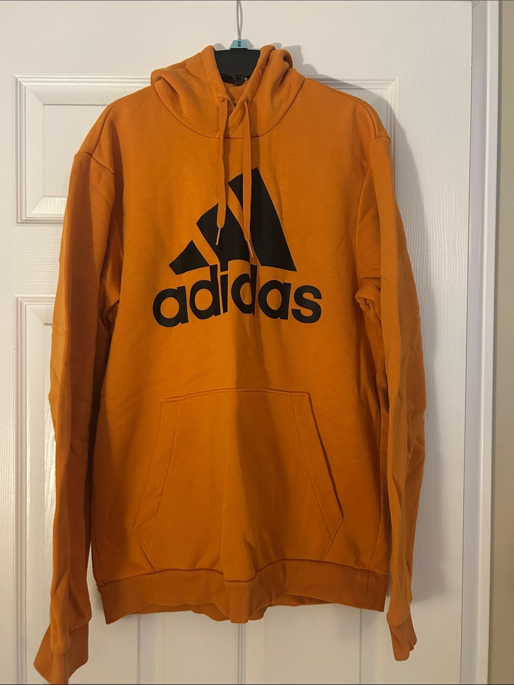 adidas Orange Pullover Hoodie with Black Logo